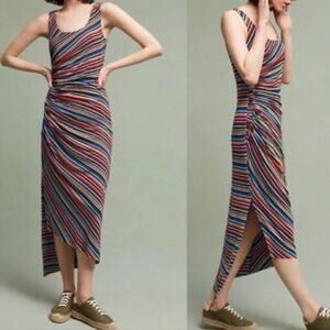 Bailey 44 Luca Maxi Dress Multicolor Striped Ruched Anthro Boho Preppy Size S